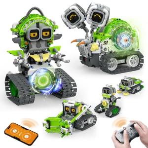 Opmind 5in1 STEM AI Robot Toys Building Set, 478Pcs APP & Remote Control Engineering Erector Blocks for Kids Age 6-8, Coding Interactive Educational Christmas Birthday Gift for 10-12 Year Boys & Girls