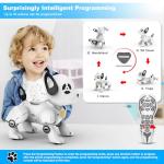 Remote Control Robot Dog Toy, RC Dog Programmable Smart Interactive Robotic Pets, RC Stunt Robot Toys Imitates Animals Music Dancing Handstand Push-up Follow Functions for Boys Girls Toy White Silver