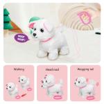YH YUHUNG Walking and Barking Toy Dog with Remote Control Leash Puppy Electronic Pets Interactive Toys for Kids (White)