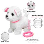 YH YUHUNG Walking and Barking Toy Dog with Remote Control Leash Puppy Electronic Pets Interactive Toys for Kids (White)