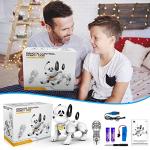 Remote Control Robot Dog Toy, RC Dog Programmable Smart Interactive Robotic Pets, RC Stunt Robot Toys Imitates Animals Music Dancing Handstand Push-up Follow Functions for Boys Girls Toy White Silver
