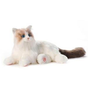 Chongker Interactive Companion Robot Cat Pets, Handmade Weighted Stuffed Animals, Cat Plush Toy with Voice Response, Realistic Heartbeat and Purring, Ragdoll Cat