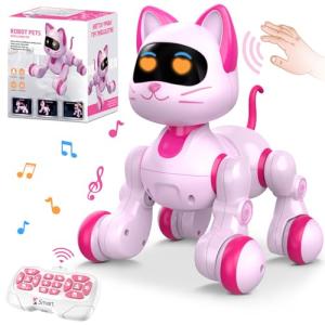 Robot Cat Interactive Toys for Girls: Remote Control Electronic Pink Kitty Pets - Robotic Can Dancing Touch Programmable Mechanical Cat for Kids Age 4-9 Christmas/Birthday Surprise Gifts