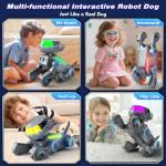 VATOS Kid Smart Robot Dog,Programmable Remote Control Robotic Dog with Bluetooth and Multi-Color LED Eyes, Singing Dancing USB Rechargeable Interactive Robot Puppy Toy for Boys Girls Ages 3-10 Grey