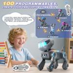 VATOS Kid Smart Robot Dog,Programmable Remote Control Robotic Dog with Bluetooth and Multi-Color LED Eyes, Singing Dancing USB Rechargeable Interactive Robot Puppy Toy for Boys Girls Ages 3-10 Grey