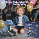 VATOS Kid Smart Robot Dog,Programmable Remote Control Robotic Dog with Bluetooth and Multi-Color LED Eyes, Singing Dancing USB Rechargeable Interactive Robot Puppy Toy for Boys Girls Ages 3-10 Grey