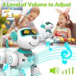 STEMTRON Programmable Remote Control Robotic Pet, Interactive Robo Dog & Cat, RC Robot with Touch Sensing, LED Eyes, Dance & Music
