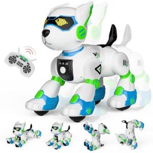 WeFone Robot Dog Toys for Kids Remote Control Interactive Robotic Pet Smart Programmable Puppy Electric Intelligent Robo Perro with Voice Control RC Music Imitation Animals Toy Girls Boys Gift (Green)