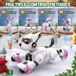 Robot Dog Toy for Kids, Programmable Remote Control Robot Puppy with Voice & Touch Sensors, Dancing & Singing, Animal Sound Imitation, Smart Stunt Robot Pet, Interactive Robotic Dog for Kids (Pink)