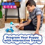 Robo Pets Robot Dog Toy for Girls and Boys - Remote Control Robot Toy Puppy with LEDs, Sound FX, Interactive Hand Motion Gestures, STEM Program Treats, Dancing and Walking RC Pet for Kids (Blue)