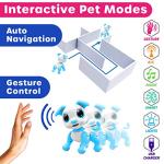 Robo Pets Robot Dog Toy for Girls and Boys - Remote Control Robot Toy Puppy with LEDs, Sound FX, Interactive Hand Motion Gestures, STEM Program Treats, Dancing and Walking RC Pet for Kids (Blue)