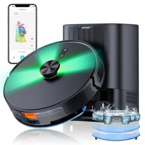 Loorow 3-in-1 Robot Vacuum and Mop Combo with Self-Emptying Dock for 60 Days,LiDAR Navigation,4500Pa Strong SuctionApp/WiFi/Alexa Control, Self-Charging, Replaceable Dust Bag