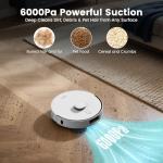AIRROBO T30+ Robot Vacuum and Mop, 60-Day Self-Emptying, Proactive Intelligence Obstacle Avoidance, Carpet Detection, Tangle-Free Brush, 6000PA Suction, LDS Mapping, APP ＆ Voice Control