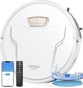 Laresar Clean Robot Vacuum and Mop 4000Pa Suction, 3 in 1 Robotic Vacuums with Self-Charging, 150mins Runtime, App/Remote/Voice Control, Robot Vacuum for Pet Hair, Carpet, Hard Floor(White)