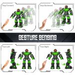 STEMTRON Robot Toys for Kids, Programmable Remote Control Robot with Intelligent Gesture Sensing, Recharge, Singing & Dancing Mode, Launcher (Green)
