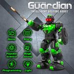 STEMTRON Robot Toys for Kids, Programmable Remote Control Robot with Intelligent Gesture Sensing, Recharge, Singing & Dancing Mode, Launcher (Green)