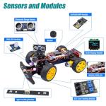 Adeept Smart Car Kit(Compatible with Arduino IDE), Line Tracking, Obstacle Avoidance, OLED Display, Ultrasonic Sensor, IR Wireless Remote Control, DIY STEM Educational Robot Car Kit