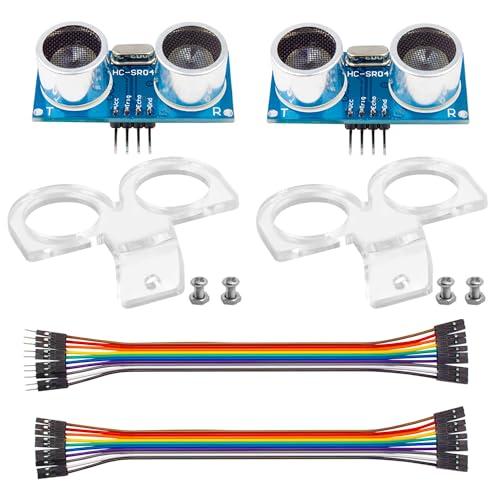2pcs Ultrasonic Sensor Module HC-SR04 for Arduino, Distance Sensors with 2pcs Mounting Bracket Compatible with Mega2560, Robot kit, for ZigBee (2)