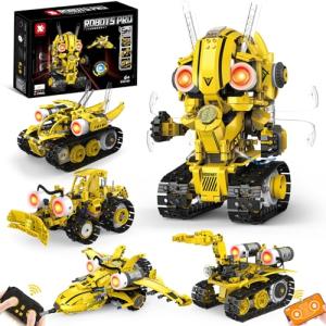 5 in 1 STEM Robot Building Kit with Remote & App Controll, Technic Coding Robotic Toys for Kids Ages 8-13 with LED-Lights Christmas Birthday Gift for Boys & Girls Age 6 7 8 9 10 11 12+ (673PCS)