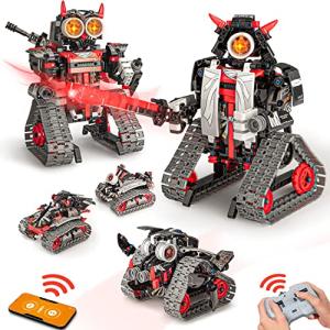 Opmind 5 in 1 STEM RC Robot Building Kit, APP & Remote Control Samurai/Ninja Blocks 419 Pcs, Erector Set RC Toy for Kids, DIY Build Science Educational Gift for Age 6 7 8 9 10 11 12+ Boys & Girls