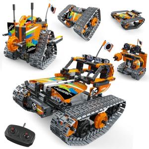 Opmind 5 in 1 STEM Remote Control Building Kit, 392Pcs Blocks Erector Projects Set Toys for Kids Age 8-12, Build a Tank/Robot/AVT DIY Science Educate 6 7 9 10 11 Years Old for Boys & Girls Gift Ideas