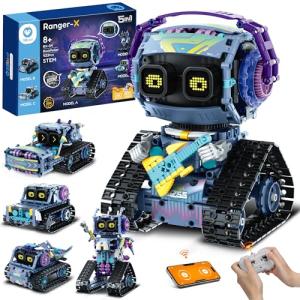 Sillbird Robot Building Kit with Remote Control STEM Gifts for Kids Boys Ages 8-12, Coding Robotic Technic Creative Toys for Birthday - Build 5in1 Model with 433 Pieces