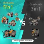 Opmind 5 in 1 STEM Remote Control Building Kit, 392Pcs Blocks Erector Projects Set Toys for Kids Age 8-12, Build a Tank/Robot/AVT DIY Science Educate 6 7 9 10 11 Years Old for Boys & Girls Gift Ideas