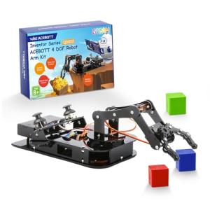 4DOF Robotic Arm Kit for Kids Compatible with Arduino IDE, Programming ESP32 Smart Robot Arm Building Kit STEM Educational Desktop Toy with Joystick and Web App Control for Children Ages 8+ and Adults