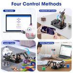 4DOF Robotic Arm Kit for Kids Compatible with Arduino IDE, Programming ESP32 Smart Robot Arm Building Kit STEM Educational Desktop Toy with Joystick and Web App Control for Children Ages 8+ and Adults