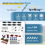 Quadrotor Drone DIY Kit: A Unique STEM Project with Brushless Motor, Optical Flow Hovering, One-Click Takeoff and Landing, and 360° Flip for DIY Enthusiasts to Learn Drone Basics