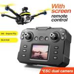 RC Drone With Screen Display Remote Control, Dual Camera, Optical Flow Hover, LED Lights, Speed Adjustment, Gravity Sensor, Brushless Motor, Trajectory Flight, 360 Degree Flip, APP Control, Headless Mode, One-Key Takeoff/Landing, Obstacle Avoidance, Impact-Resistant ABS Shell, 2 Batteries, Memory Card, Card Reader, Handbag, Beginner-Friendly FPV Hobby Quadcopter (Black Yellow)