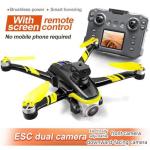 RC Drone With Screen Display Remote Control, Dual Camera, Optical Flow Hover, LED Lights, Speed Adjustment, Gravity Sensor, Brushless Motor, Trajectory Flight, 360 Degree Flip, APP Control, Headless Mode, One-Key Takeoff/Landing, Obstacle Avoidance, Impact-Resistant ABS Shell, 2 Batteries, Memory Card, Card Reader, Handbag, Beginner-Friendly FPV Hobby Quadcopter (Black Yellow)
