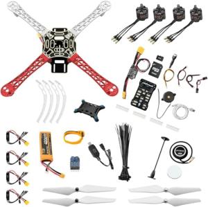 HAWK’S WORK F450 Drone Kit to build, Frame + Pixhawk + GPS + Power Module + ESC + Brushless Motor + Prop + Battery + Accessory + Guild Book & Video (Set B)
