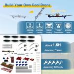 DIY Drone Kit with Brushless Motor & Dual Camera - STEM Building Project with Optical Flow Hovering, 360° Flips, One-Click Controls for Beginners to Learn Drone Engineering