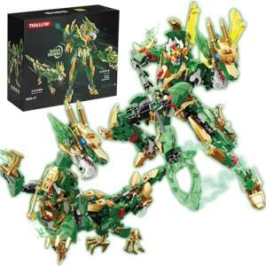 TIALLOW Dragon Mech Building Sets,Cool City Mecha Warriors 2-in-1 Transforming Robot Building Blocks Battle Models for Adults,Creative Action Figure Building Kits Gifts for Boys 8-14 Ages
