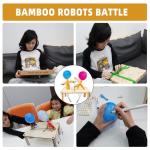 Bamboo Puppet Battle Game Kit, 18 Metal Weapons, DIY Fighting Toy