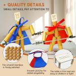 Bamboo Puppet Battle Game Kit, 18 Metal Weapons, DIY Fighting Toy