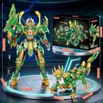 TIALLOW Dragon Mech Building Sets,Cool City Mecha Warriors 2-in-1 Transforming Robot Building Blocks Battle Models for Adults,Creative Action Figure Building Kits Gifts for Boys 8-14 Ages