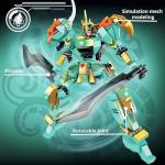 WULOBOOI Samurai Mech Warrior Building Toy Set for Adults, Green Dragon Battle Figure Robot with 2 Sword Building Bricks Kit, 321 Pieces Ninja Adventure Playset Gift Idea for Kids Ages 7 8-12