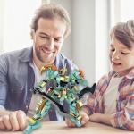 WULOBOOI Samurai Mech Warrior Building Toy Set for Adults, Green Dragon Battle Figure Robot with 2 Sword Building Bricks Kit, 321 Pieces Ninja Adventure Playset Gift Idea for Kids Ages 7 8-12