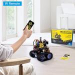 KEYESTUDIO Mini Tank Robot V2 Smart Car Kit for Arduino, IR Infrared and App Remote Control (iOS and Android), Light and Ultrasonic Follow, 8X16 LED Panel, Ultrasonic Obstacle Avoidance,15+
