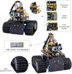 KEYESTUDIO Mini Tank Robot V2 Smart Car Kit for Arduino, IR Infrared and App Remote Control (iOS and Android), Light and Ultrasonic Follow, 8X16 LED Panel, Ultrasonic Obstacle Avoidance,15+
