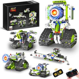 STEM Robot Building Kit Toys for Kids Ages 8-12,2025 New 5 In1 STEM Toys Robotics Set for Boys Girls,337 Pcs Blocks App & Remote Control Robot Building Set, Science Set for Kids Age 8 9 10 11 12+