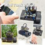 KEYESTUDIO Mini Tank Robot V2 Smart Car Kit for Arduino, IR Infrared and App Remote Control (iOS and Android), Light and Ultrasonic Follow, 8X16 LED Panel, Ultrasonic Obstacle Avoidance,15+