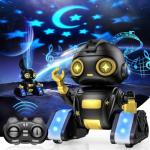 BAIWU Robot Toys for Kids,RC Robot with Gesture Sensing & LED Eyes,Star Projector and Music,Easter Gifts for 6+ Years Boys(Black)
