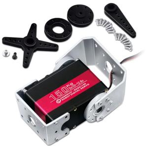 150KG Robot Servo Motor 12V High Torque Steel Gear Digital Steering Servo for RC Vehicles, Robotic Arms, Humanoids, and More – with Mount Brackets (270 Degrees)