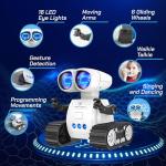 HopeTiger RC Robot Toys for Kids - Rechargeable Walkie Talkie Remote Control Toy for Boys Girls - with Gesture Sensing Dance Move Music LED Eye - Gift Present for Christmas Birthdays