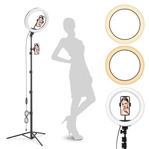 GearLight Ring Light Tripod with LEDs, Dual Phone Holders - for Makeup, Photography, Room Décor - Black - 10 inch with Tripod
