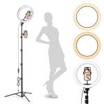 GearLight Ring Light Tripod with LEDs, Dual Phone Holders - for Makeup, Photography, Room Décor - Black - 10 inch with Tripod