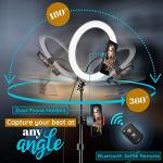 GearLight Ring Light Tripod with LEDs, Dual Phone Holders - for Makeup, Photography, Room Décor - Black - 10 inch with Tripod